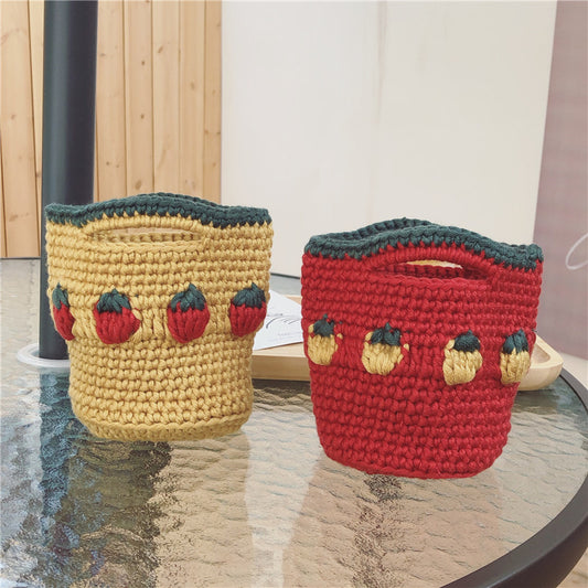 Sac crochet femme multicolore rouge et beige
