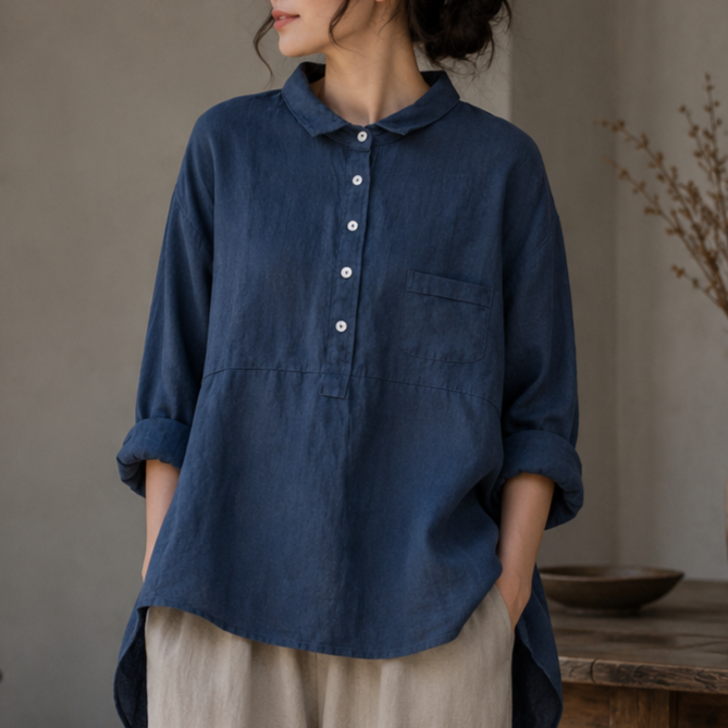 Chemise Femme Coton-Lin – Style Décontracté