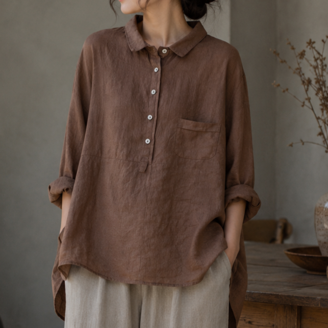 Chemise Femme Coton-Lin – Style Décontracté