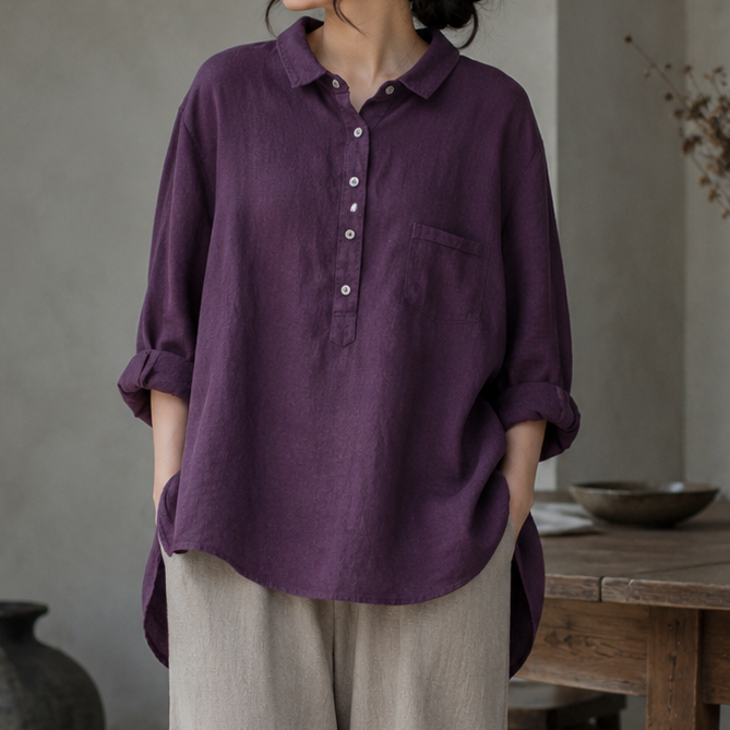 Chemise Femme Coton-Lin – Style Décontracté