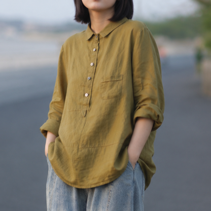 Chemise Femme Coton-Lin – Style Décontracté