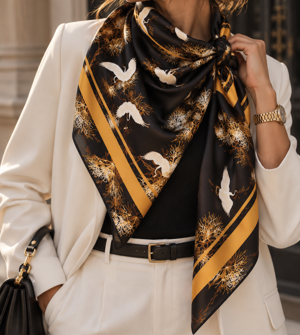 Foulard Satin Femme Imprimé – Élégant & Chic