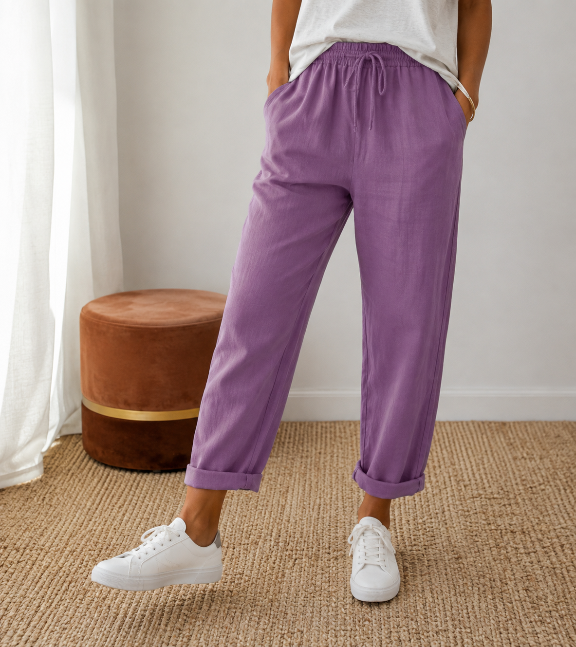 Pantalon Femme Coton-Lin – Confort & Légèreté