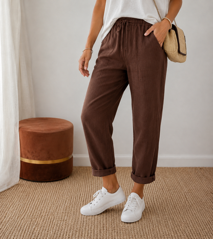 Pantalon Femme Coton-Lin – Confort & Légèreté