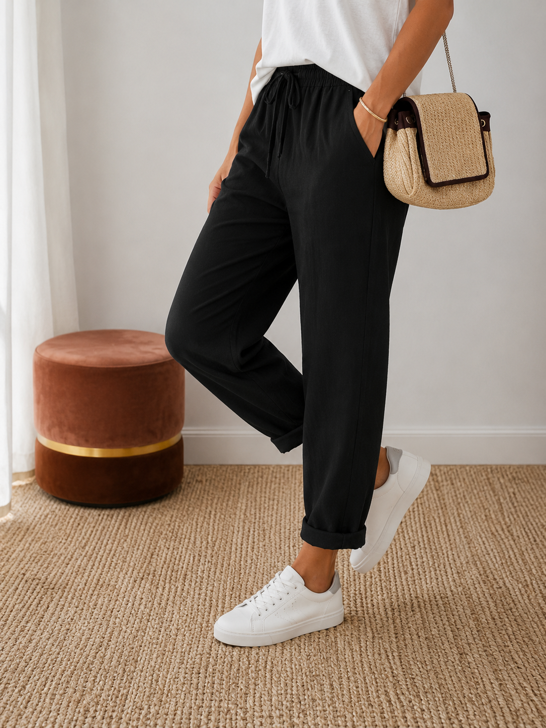 Pantalon Femme Coton-Lin – Confort & Légèreté