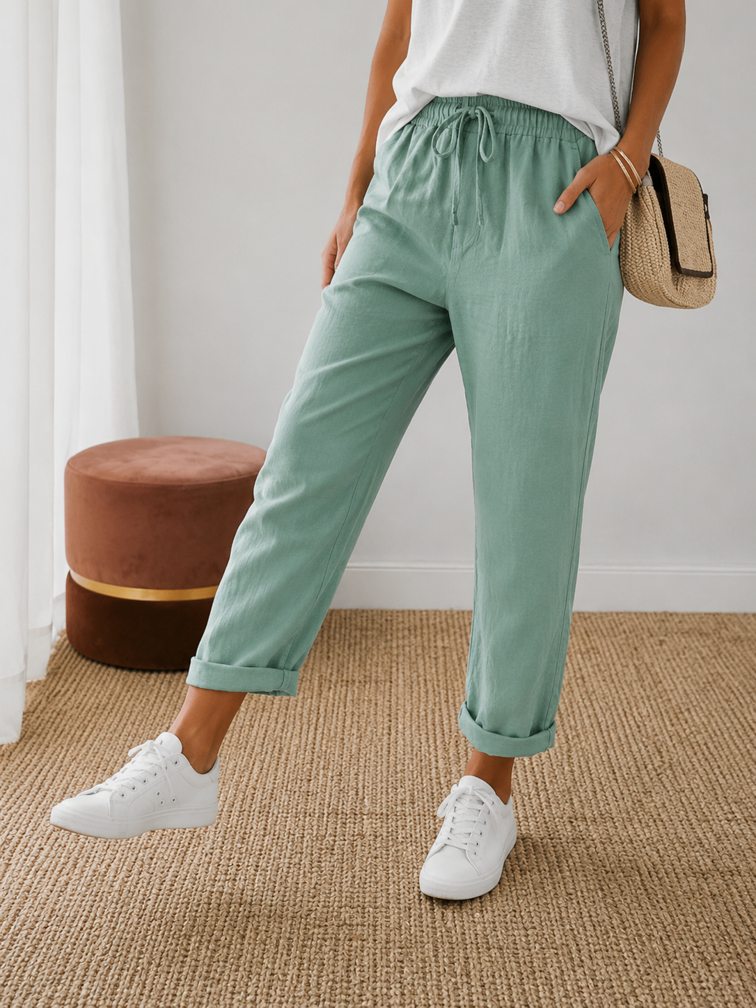 Pantalon Femme Coton-Lin – Confort & Légèreté