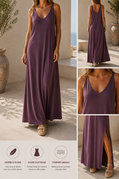 Robe Sexy à Bretelles et Col en V pour Femme