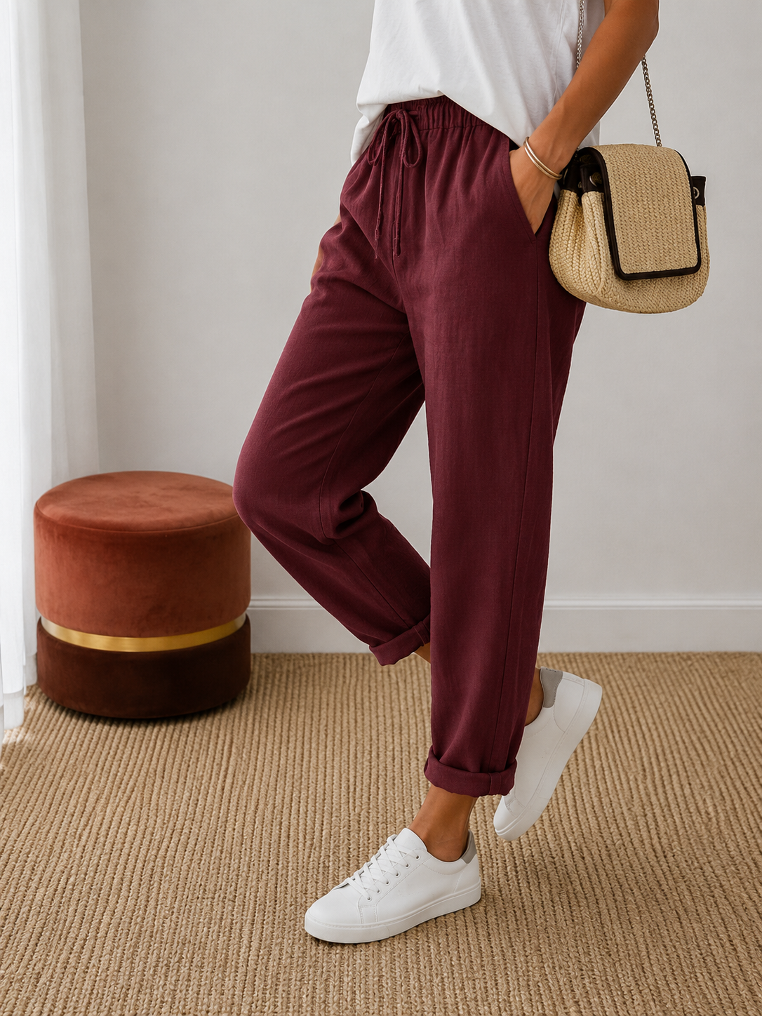 Pantalon Femme Coton-Lin – Confort & Légèreté
