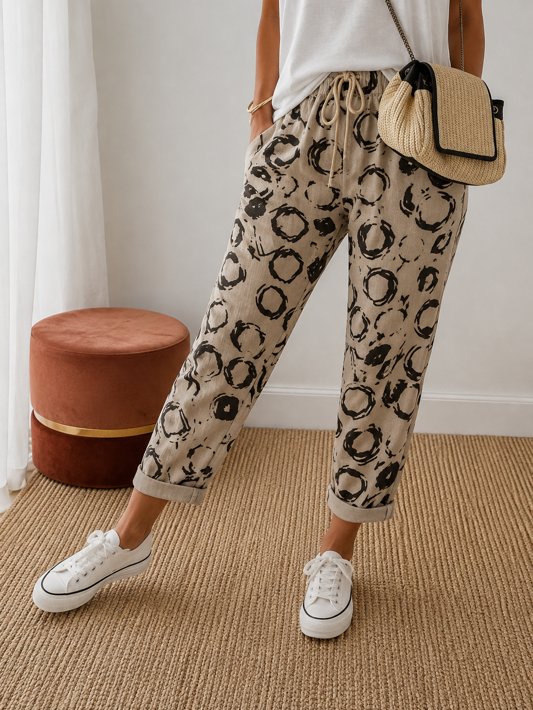 Pantalon Femme Coton-Lin – Confort & Légèreté