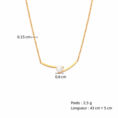 Collier Doré Femme avec Perle – Acier Inoxydable